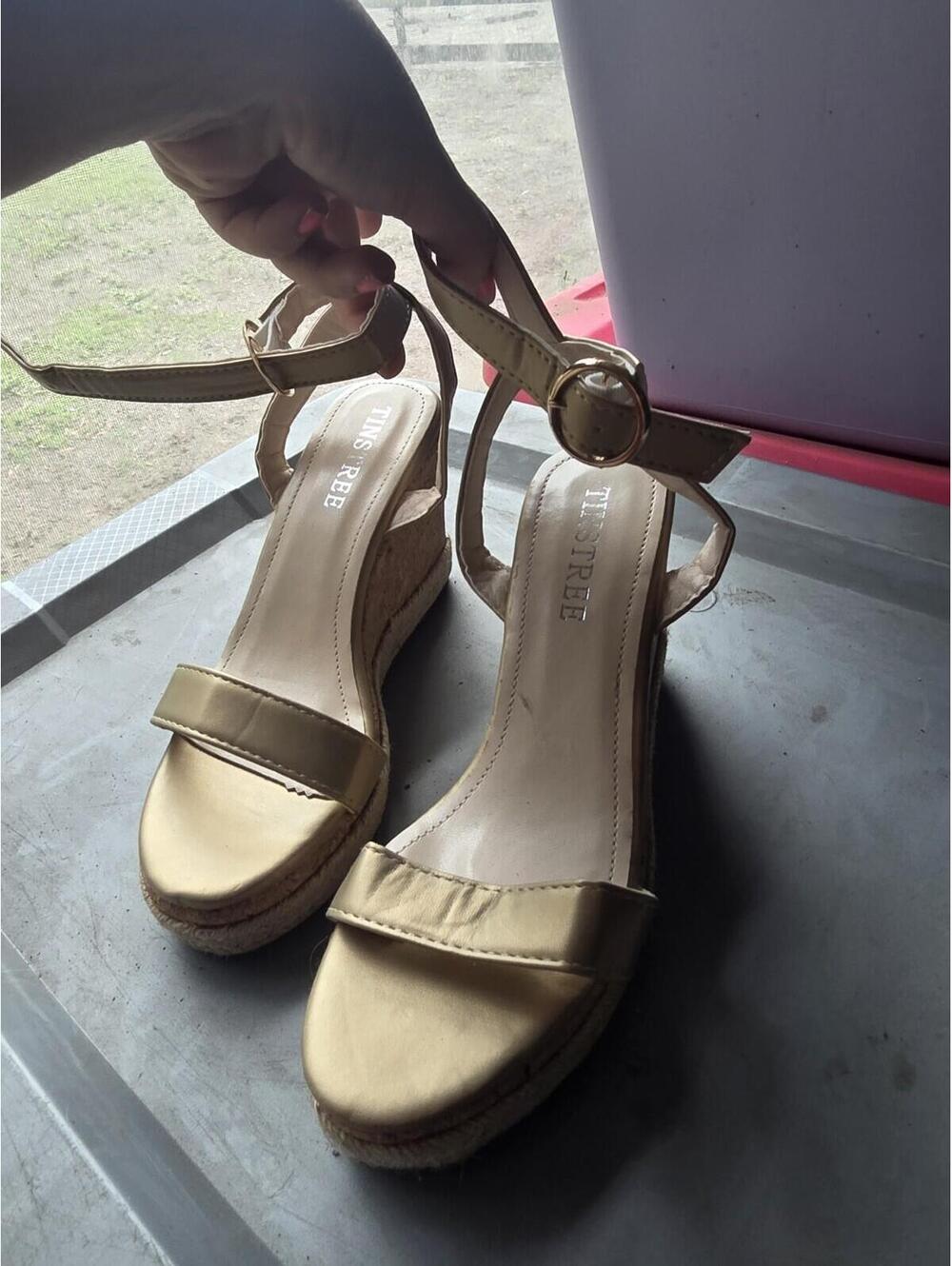 Tinstree Raffia Ankle Strap Wedge Heel Women’s 8 Summer Natural Sandal Pump
